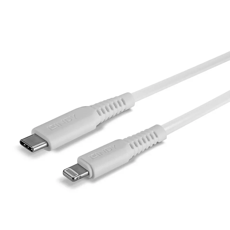 Lindy 1 m USB Type C – Lightning laidas, baltas