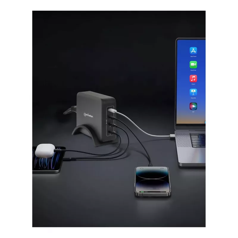 Kroviklis Manhattan Keturi USB-C PD Prievadai 140W vienam prievadui 240W bendra
