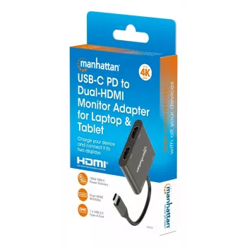 Multiport adapteris Manhattan 154321 USB Type-C į 2 HDMI USB-A Power Delivery 100W