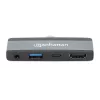 Manhattan 190404 USB-C PD į HDMI 4 viename mobilioji doko stotis, USB 3.2 Gen 2, 10 Gbit/s, 4K, 100 W PD, pilka
