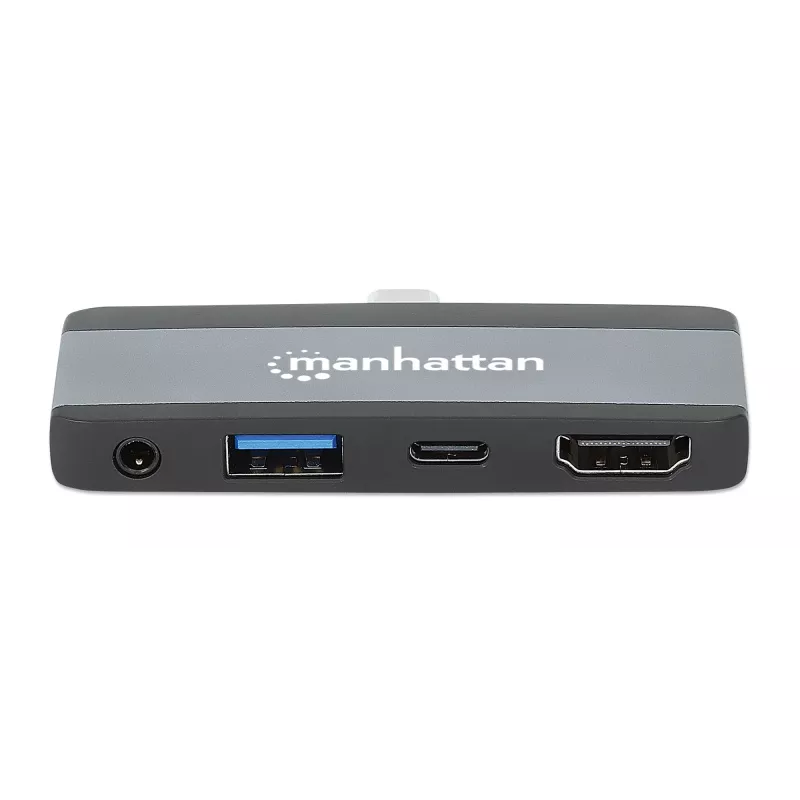 Manhattan 190404 USB-C PD į HDMI 4 viename mobilioji doko stotis, USB 3.2 Gen 2, 10 Gbit/s, 4K, 100 W PD, pilka