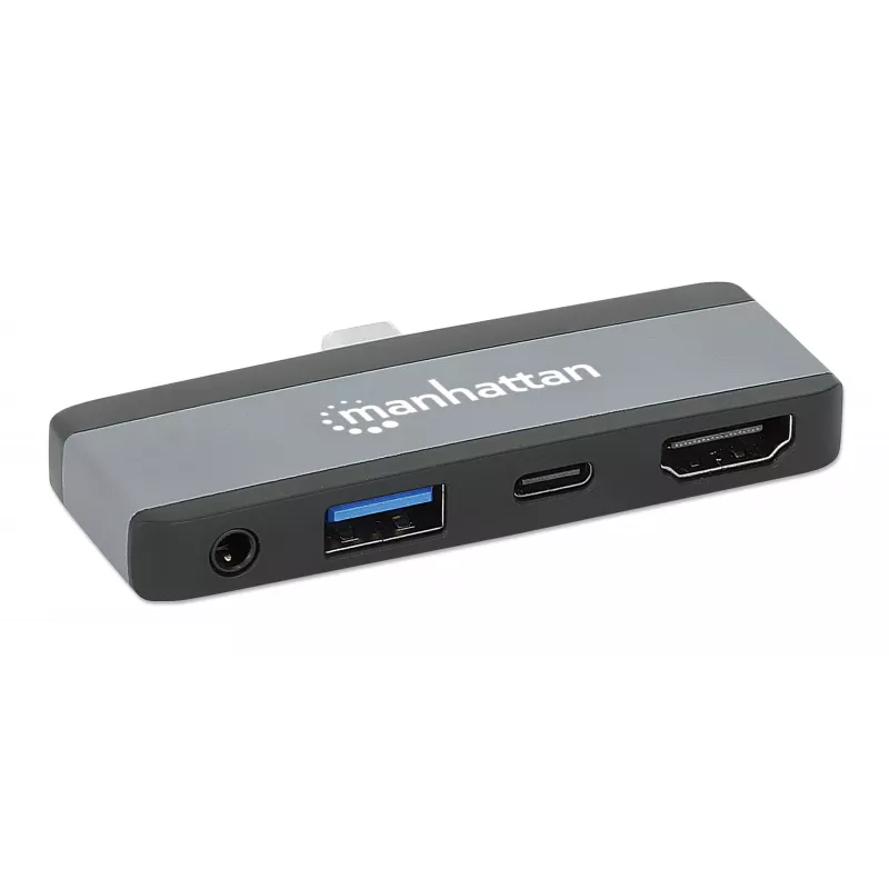 Manhattan 190404 USB-C PD į HDMI 4 viename mobilioji doko stotis, USB 3.2 Gen 2, 10 Gbit/s, 4K, 100 W PD, pilka