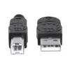 Manhattan USB-A į USB-B laidas, 5 m, Vyriškas į Vyrišką, 480 Mbps (USB 2.0), Hi-Speed USB, Juodas, Viso gyvenimo garantija
