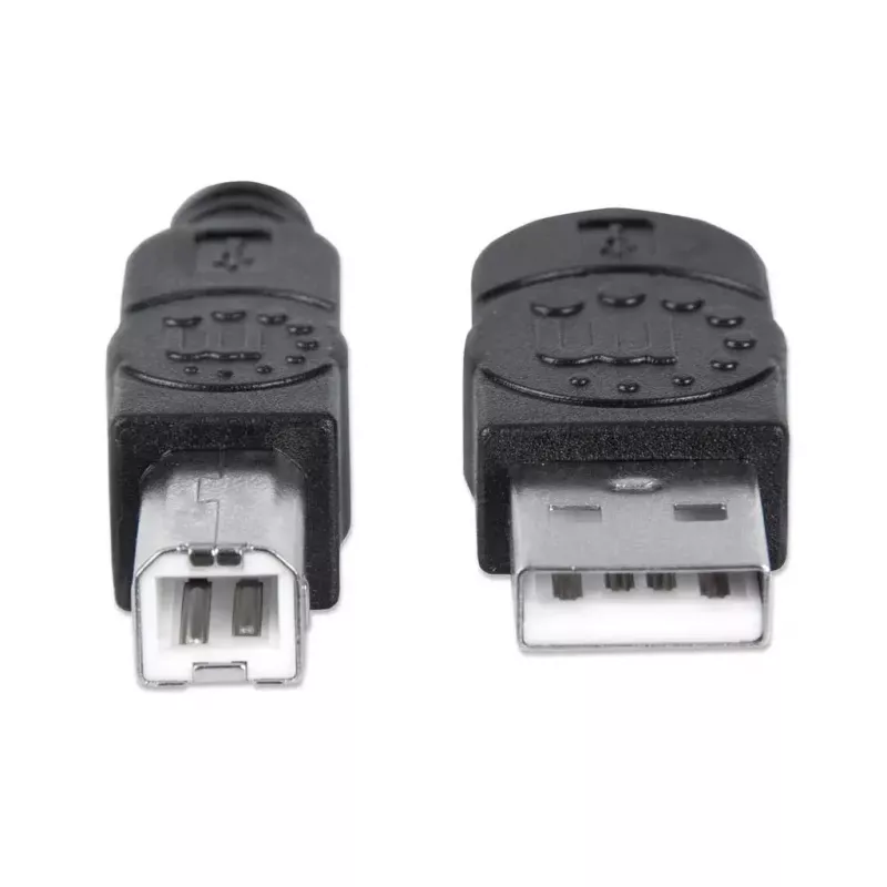 Manhattan USB-A į USB-B laidas, 5 m, Vyriškas į Vyrišką, 480 Mbps (USB 2.0), Hi-Speed USB, Juodas, Viso gyvenimo garantija