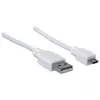 Manhattan USB-A į Micro-USB laidas, 1,8 m, vyriškas į vyrišką, 480 Mbps (USB 2.0), Hi-Speed USB, baltas, viso gyvenimo garantija