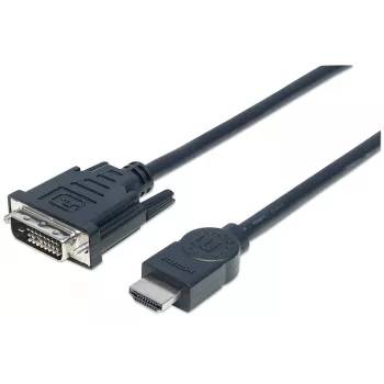 Manhattan HDMI į DVI-D 24+1 laidas, 3 m, vyriškas į vyrišką, juodas, Dual Link, suderinamas su DVI-D, viso gyvenimo garantija