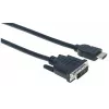 Manhattan HDMI į DVI-D 24+1 laidas, 3 m, vyriškas į vyrišką, juodas, Dual Link, suderinamas su DVI-D, viso gyvenimo garantija
