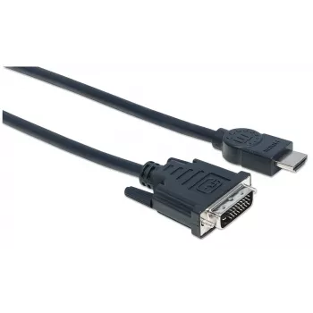 Manhattan HDMI į DVI-D 24+1 laidas, 3 m, vyriškas į vyrišką, juodas, Dual Link, suderinamas su DVI-D, viso gyvenimo garantija
