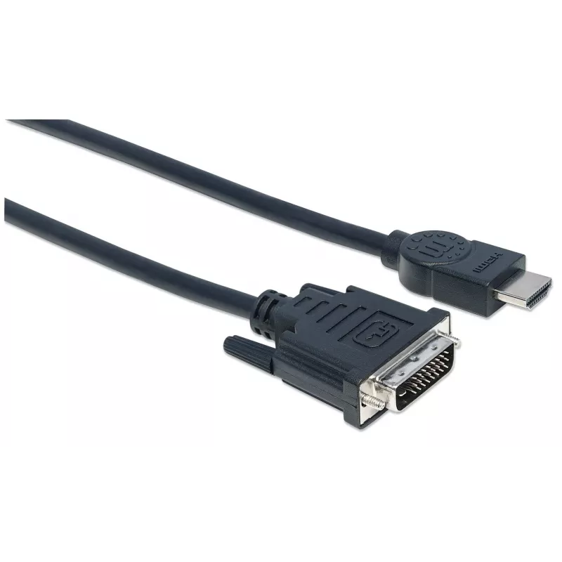 Manhattan HDMI į DVI-D 24+1 laidas, 3 m, vyriškas į vyrišką, juodas, Dual Link, suderinamas su DVI-D, viso gyvenimo garantija