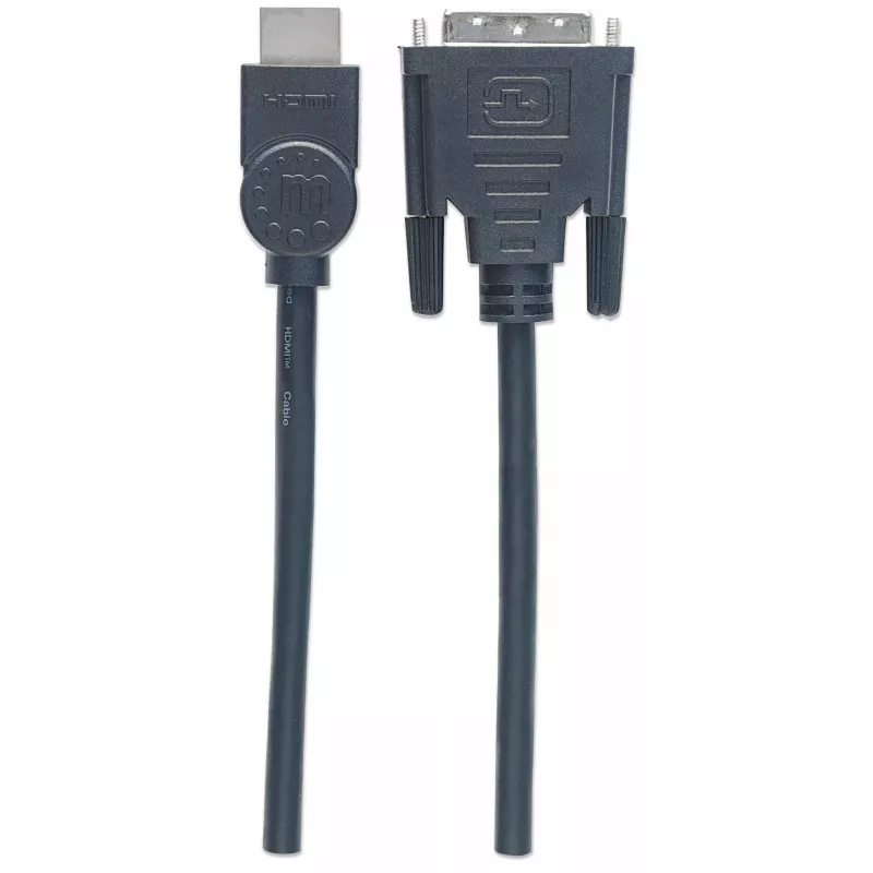 Manhattan HDMI į DVI-D 24+1 laidas, 3 m, vyriškas į vyrišką, juodas, Dual Link, suderinamas su DVI-D, viso gyvenimo garantija