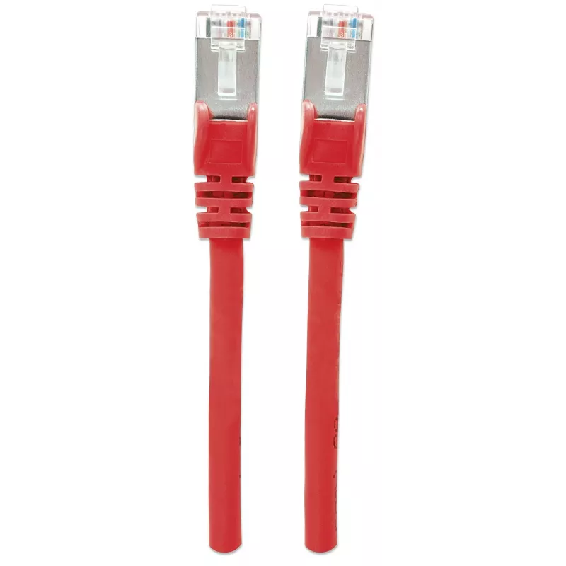 Intellinet tinklo jungiamasis kabelis, Cat6, 10 m, raudonas, varinis, S/FTP, LSOH/LSZH, PVC, RJ45, auksuoti kontaktai, be užkliuvimo, su apsauginiu gaubtu, viso gyvenimo garantija