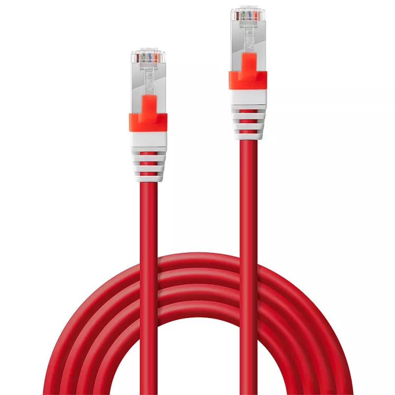 Tinklo kabelis Lindy Cat.6A S/FTP PIMF 7,5 m RJ-45 Raudonas