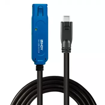 Lindy 43381 USB 3.2 Gen 1 aktyvus ilginimo kabelis USB-C / USB-A, 8 m, juoda/mėlyna