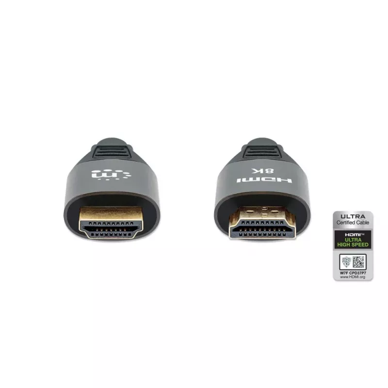 HDMI kabelis Manhattan 8K@60Hz 1 m pintas, vyriškas į vyrišką, juodas