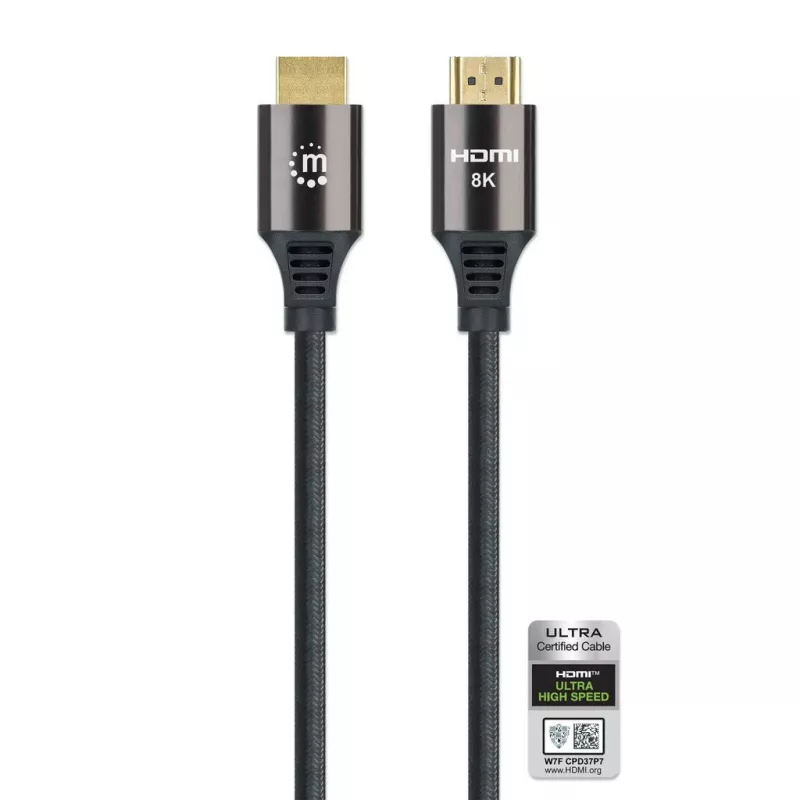 HDMI kabelis Manhattan 8K@60Hz 1 m pintas, vyriškas į vyrišką, juodas