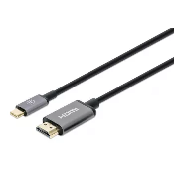 Manhattan USB-C į HDMI laidas, 4K@60Hz, 1m, juodas, vyriškas į vyrišką, trejų metų garantija