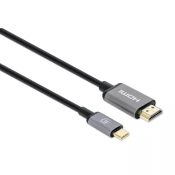 Manhattan USB-C į HDMI laidas, 4K@60Hz, 1m, juodas, vyriškas į vyrišką, trejų metų garantija
