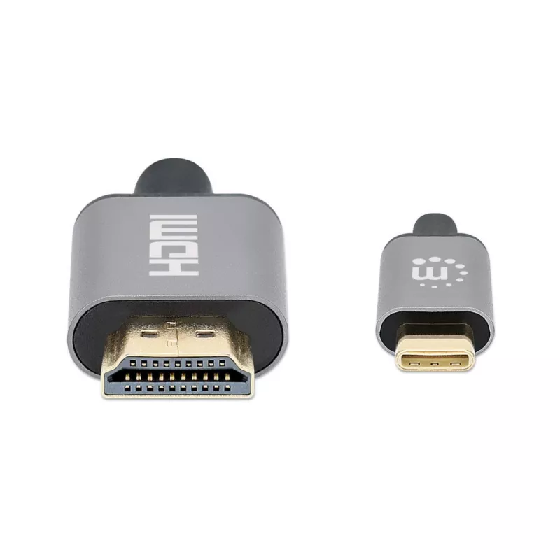 Manhattan USB-C į HDMI laidas, 4K@60Hz, 1m, juodas, vyriškas į vyrišką, trejų metų garantija
