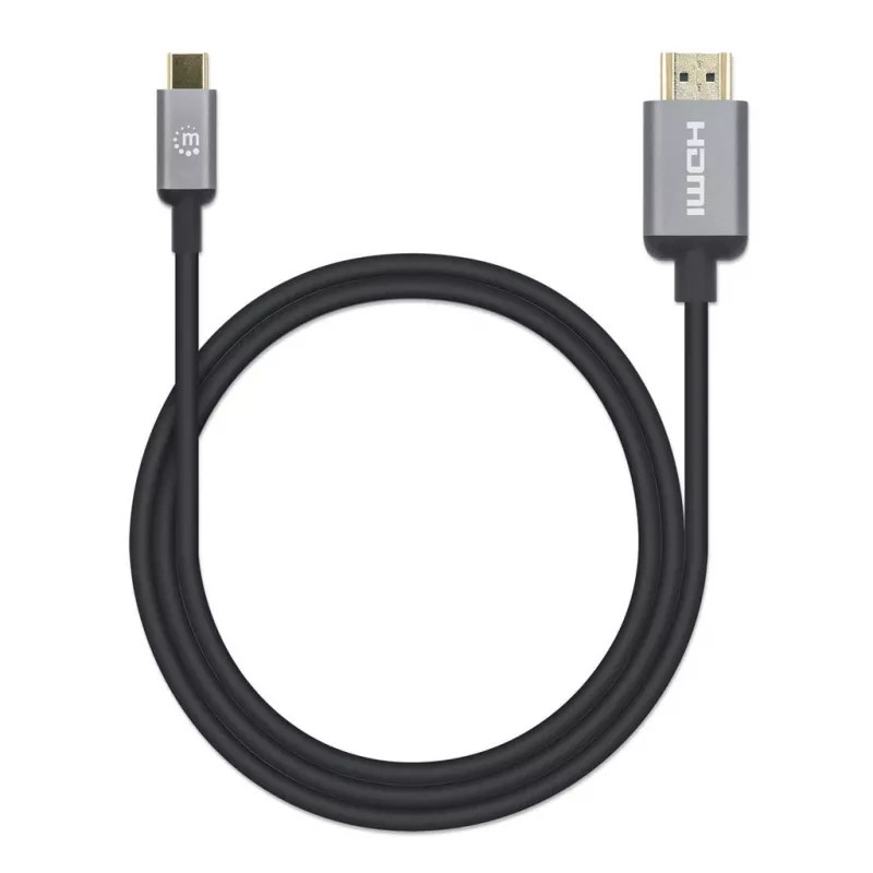 Manhattan USB-C į HDMI laidas, 4K@60Hz, 1m, juodas, vyriškas į vyrišką, trejų metų garantija
