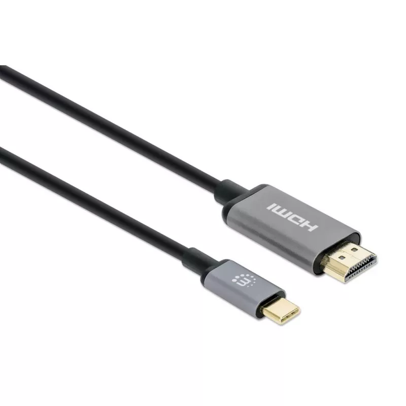 Manhattan USB-C į HDMI laidas, 4K@60Hz, 2m, juodas, vyriškas į vyrišką, trejų metų garantija