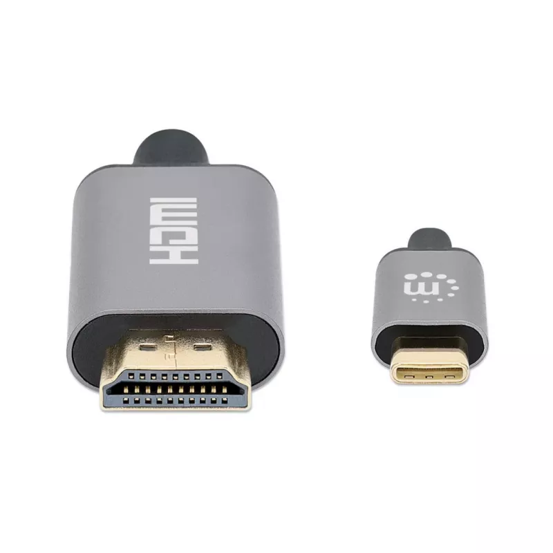 Manhattan USB-C į HDMI laidas, 4K@60Hz, 2m, juodas, vyriškas į vyrišką, trejų metų garantija
