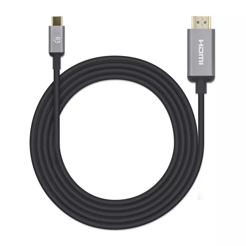 Manhattan USB-C į HDMI laidas, 4K@60Hz, 2m, juodas, vyriškas į vyrišką, trejų metų garantija