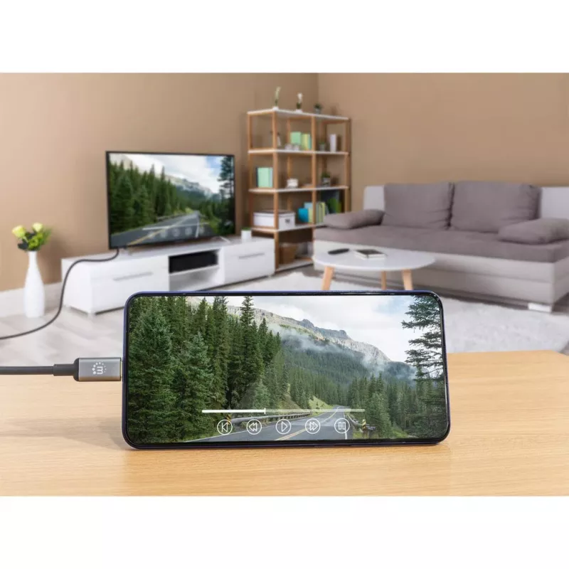 Manhattan USB-C į HDMI laidas, 4K@60Hz, 2m, juodas, vyriškas į vyrišką, trejų metų garantija