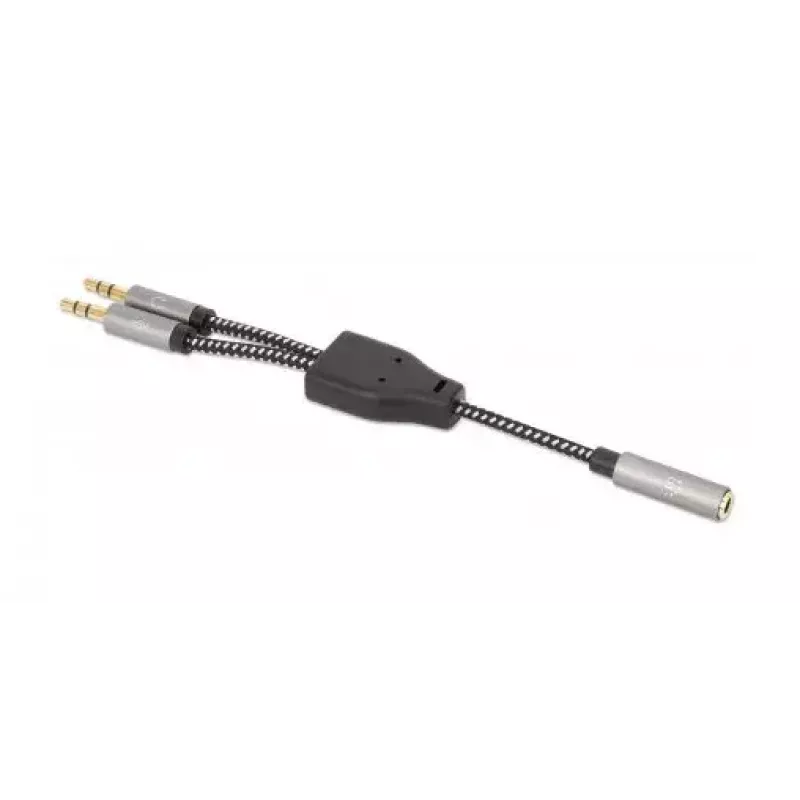 Adapteris ausinėms Manhattan 356121, 3,5 mm TRRS – 2× TRS, 15 cm