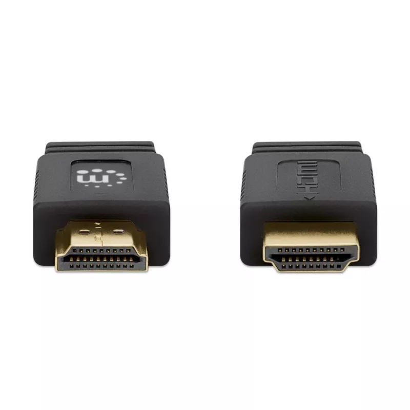 Manhattan HDMI kabelis su Ethernet (plokščias), 4K@60Hz (Premium High Speed), 5 m, kištukas-kištukas, juodas, Ultra HD 4k x 2k, visiškai ekranuotas, auksuoti kontaktai, garantija visam laikui