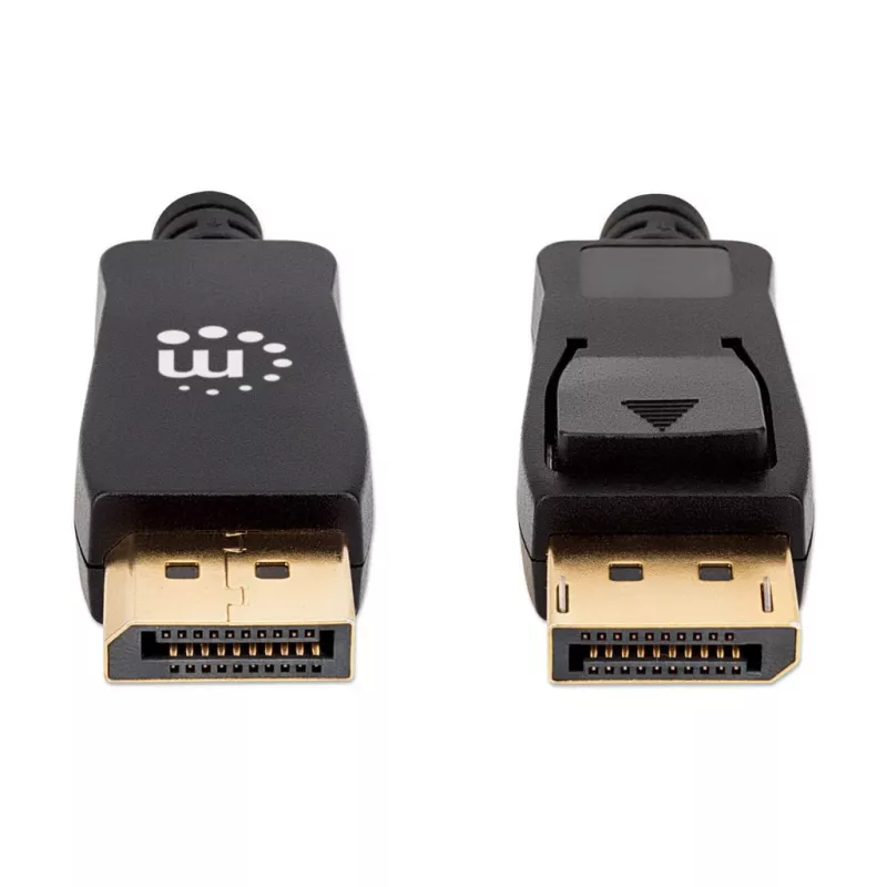 Manhattan DP14MM3M DisplayPort 1.4 kabelis, 8K@60Hz, 3 m, pintas, vyras-į-vyrą, su užraktu, visiškai ekranuotas, juodas, garantija visam gyvenimui