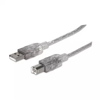 USB-A į USB-B laidas Manhattan 333405 1,8 m vyriškas į vyrišką sidabrinis