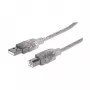 USB-A į USB-B laidas Manhattan 333405 1,8 m vyriškas į vyrišką sidabrinis