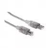 USB-A į USB-B laidas Manhattan 333405 1,8 m vyriškas į vyrišką sidabrinis