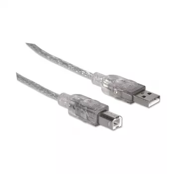 USB-A į USB-B laidas Manhattan 333405 1,8 m vyriškas į vyrišką sidabrinis