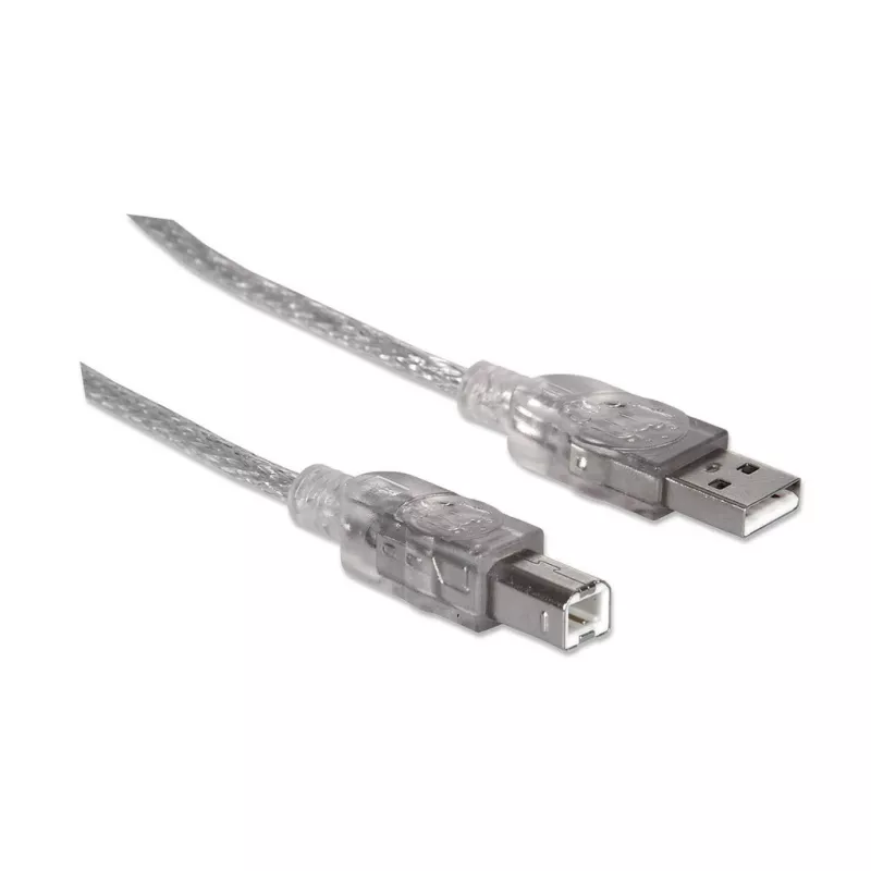 USB-A į USB-B laidas Manhattan 333405 1,8 m vyriškas į vyrišką sidabrinis