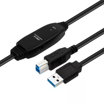 Aktyvus USB 3.2 Gen 1 A-B laidas MicroConnect 10 m, juodas, USB A į USB B