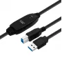 Aktyvus USB 3.2 Gen 1 A-B laidas MicroConnect 10 m, juodas, USB A į USB B