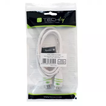 Techly 1 m HDMI laidas su Ethernet, A/A, M/M, baltas ICOC HDMI-4-010WH