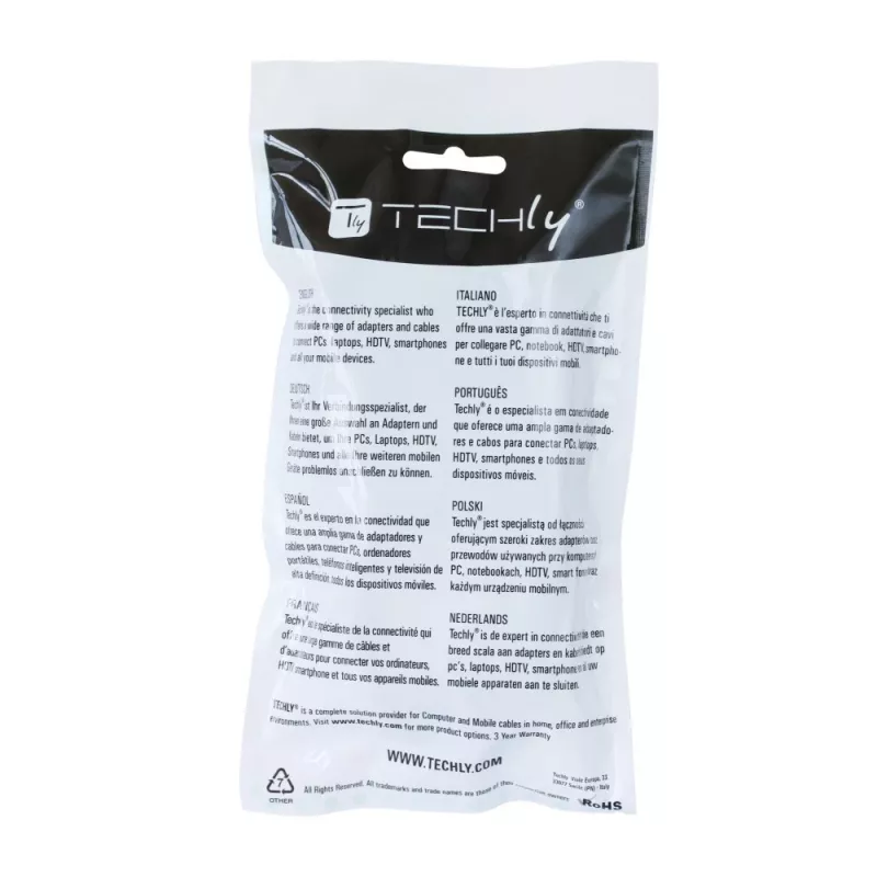 Techly 1 m HDMI laidas su Ethernet, A/A, M/M, baltas ICOC HDMI-4-010WH