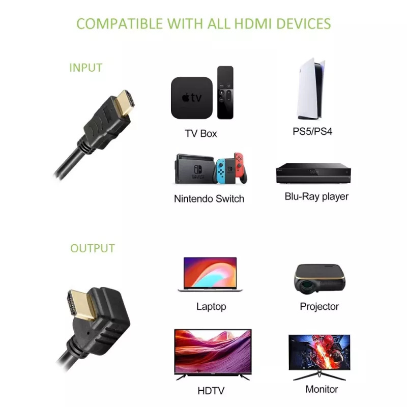 Techly HDMI laidas 5m High Speed su Ethernet ir kampuotomis jungtimis A/A M/M juodas ICOC HDMI-LE-050