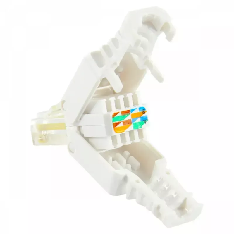 LOGON TWP8P8TP RJ-45 Cat5e kištukas, skaidrus/balta/geltona, pakuotė 10 vnt.