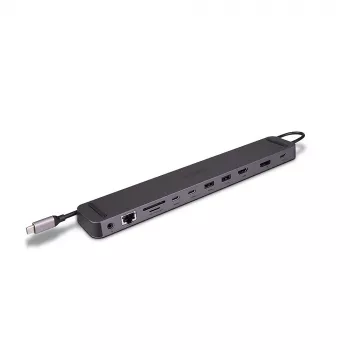 Lindy DST-Mini XT 810, USB-C nešiojamojo kompiuterio mini dokas su vienu ekranu (8K) arba dviem ekranais (4K60) ir 100 W įkrovimo perdavimu