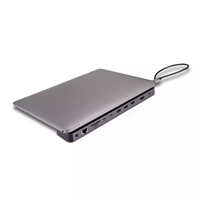 Lindy DST-Mini XT 810, USB-C nešiojamojo kompiuterio mini dokas su vienu ekranu (8K) arba dviem ekranais (4K60) ir 100 W įkrovimo perdavimu