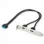 Vidinis USB kabelis Lindy 33096, 0,4 m, USB 3.2 Gen 1, 20 kontaktų DIP jungtis, 2× USB-A