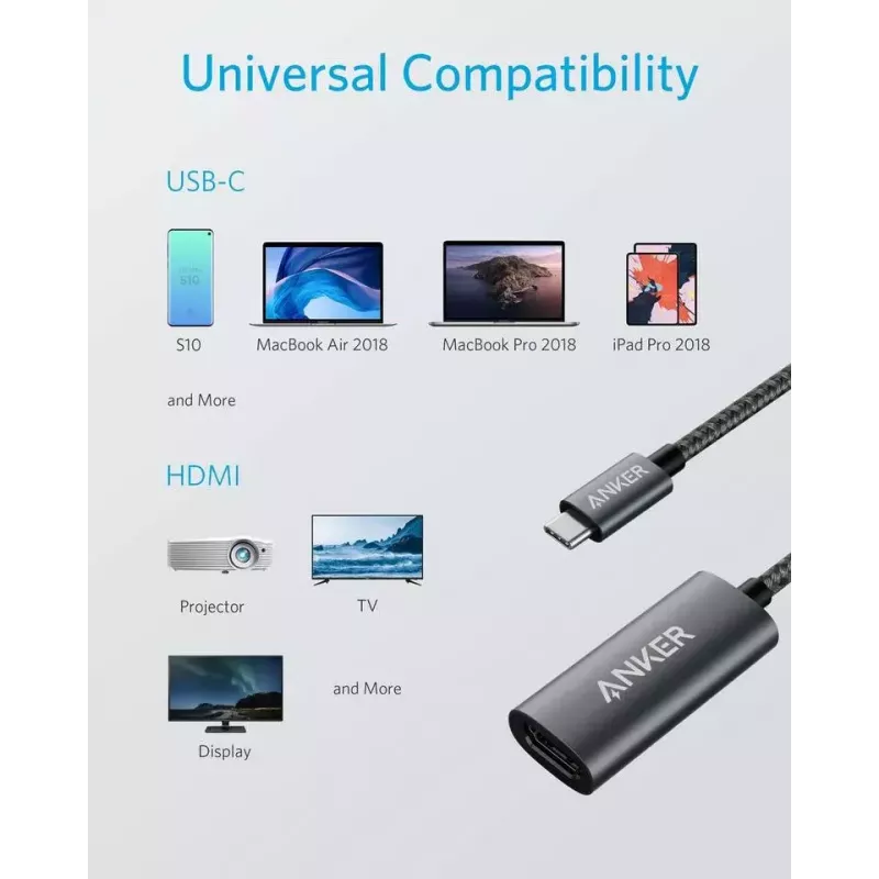 Anker A83120A1 PowerExpand+ vaizdo adapteris: USB-C (kištukas) į HDMI (lizdas), juodos spalvos