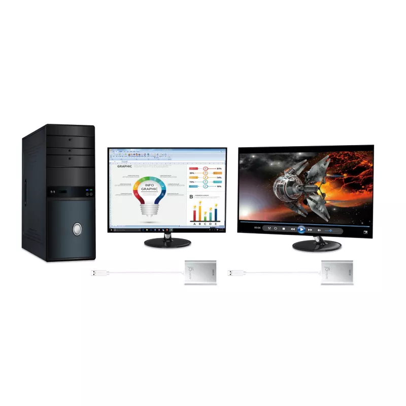j5create JUA354 USB 3.0 į 4K HDMI vaizdo adapteris, sidabrinis