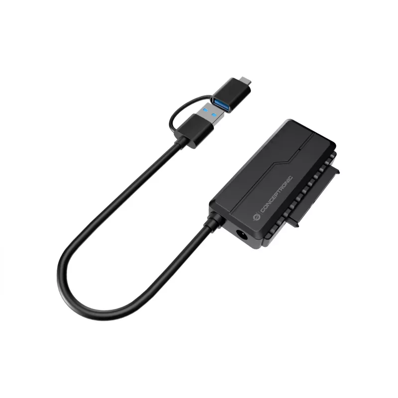 Conceptronic ABBY21B USB 3.0 SATA adapteris su maitinimo adapteriu, 2,5 colio/3,5 colio SATA HDD/SSD, 2-in-1 USB C/A laidas