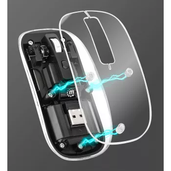 Belaidė pelė Manhattan Transparent Rechargeable USB