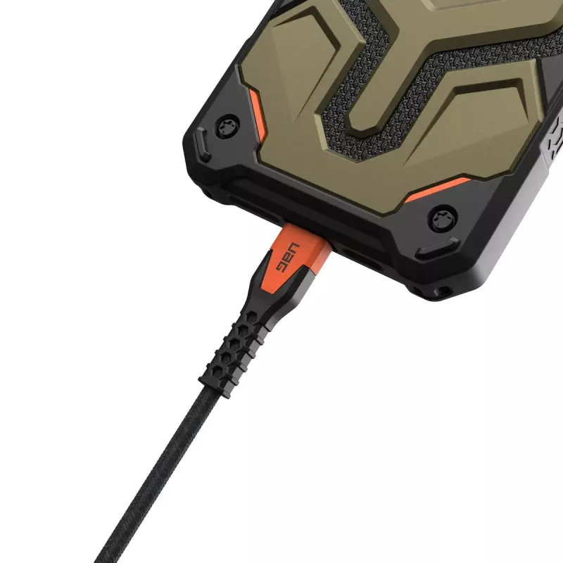 USB-C į USB-C maitinimo laidas Eaton 1,5 m — Kevlar šerdis, USB 2.0, juoda/oranžinė