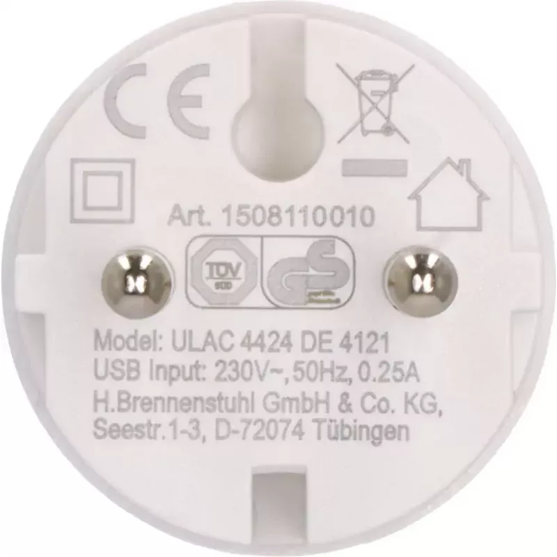 Maitinimo adapterio kištukas F ir C tipas Brennenstuhl 1508110010 su USB 2.4A